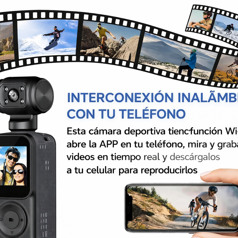Cámara Deportiva 4K HD con Rotación de 270°
