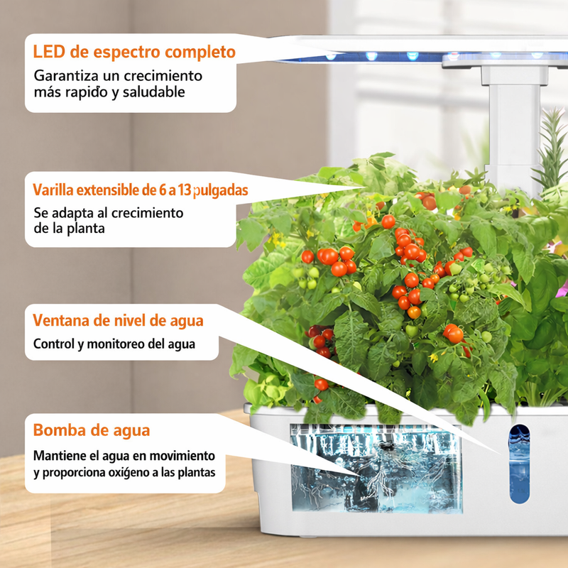 Huerto Hidropónico Inteligente con Luz LED